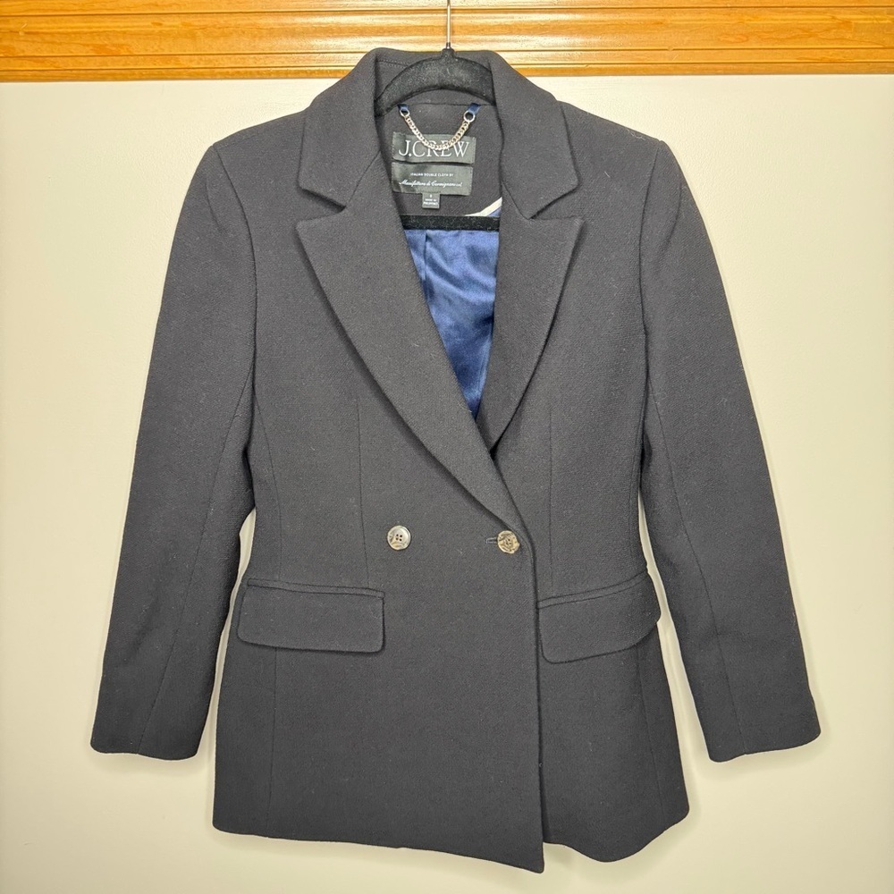 J. Crew Italian double cloth Women's wool black Double-Breasted Blazer 0
